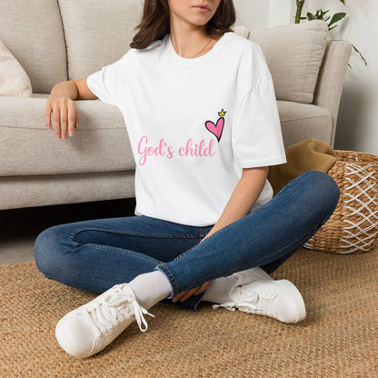 God's Child T-Shirt — Pink Heart Christian Faith Tee