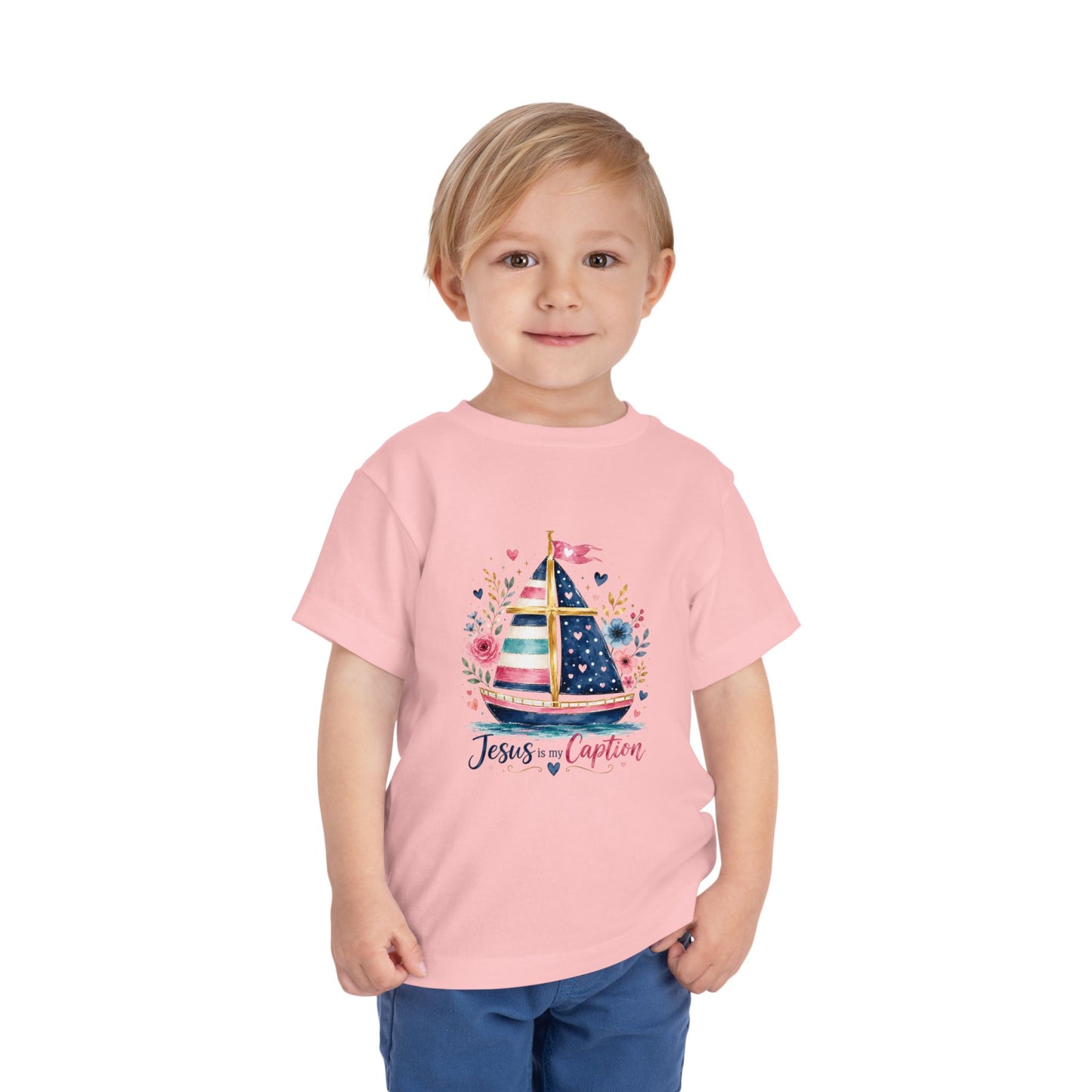 Toddler Tee - 'Jesus is my Captain' Nautical Sailboat Christian Shirt