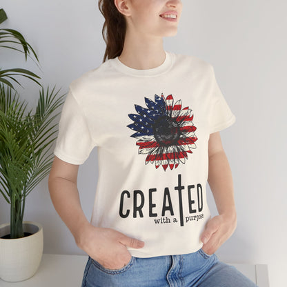 Created With A Purpose American Flag Sunflower T-Shirt