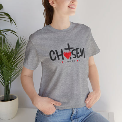 Chosen Cross Heart T-Shirt — Christian Faith Tee (1 Peter 2)