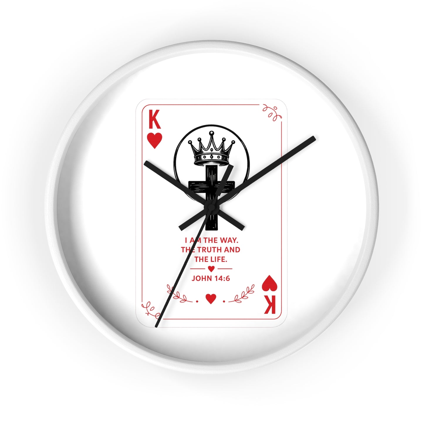 King of Hearts Christian Wall Clock — John 14:6 Playing Card Design