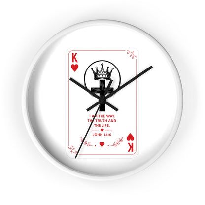 King of Hearts Christian Wall Clock — John 14:6 Playing Card Design