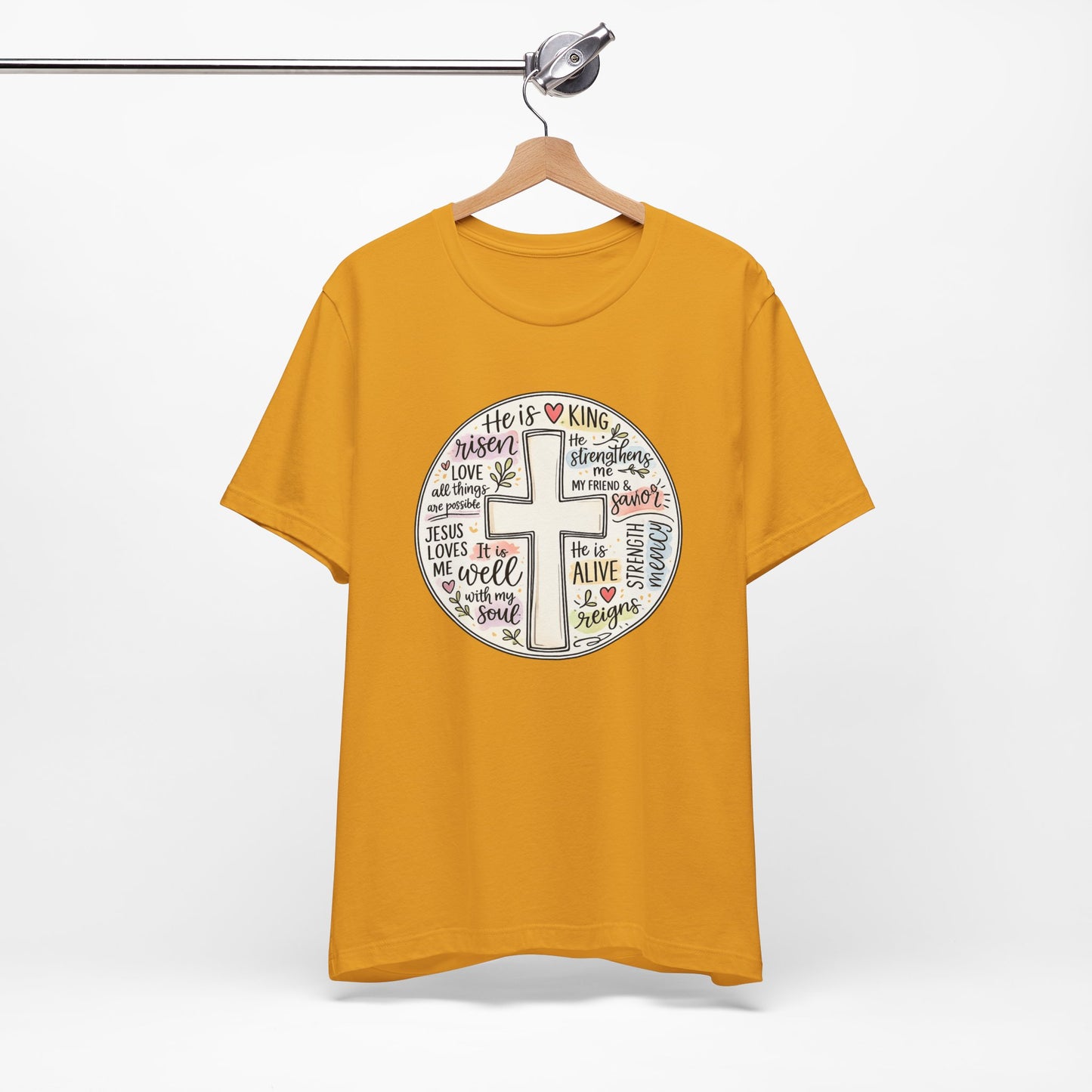 Christian Cross Faith T-Shirt — He Is Risen Inspirational Graphic Tee