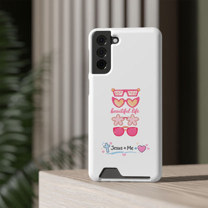 Jesus + Me Phone Card Case — "Beautiful Life" Pink Sunglasses Christian Wallet Case