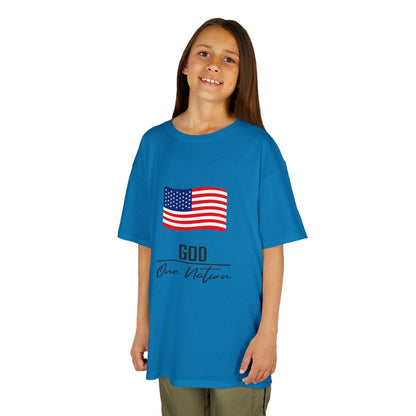 UNISEX Kids Tee — American Flag 'God One Nation' Patriotic T‑Shirt
