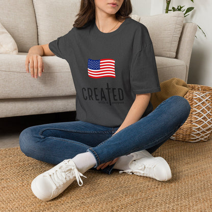 USA Flag T-Shirt — "Created with a Purpose" Patriotic American Tee