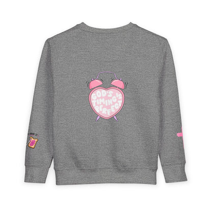 Toddler Sweatshirt — 'Made for a Purpose' Rainbow & 'God's Timing is Perfect' Pink Graphic