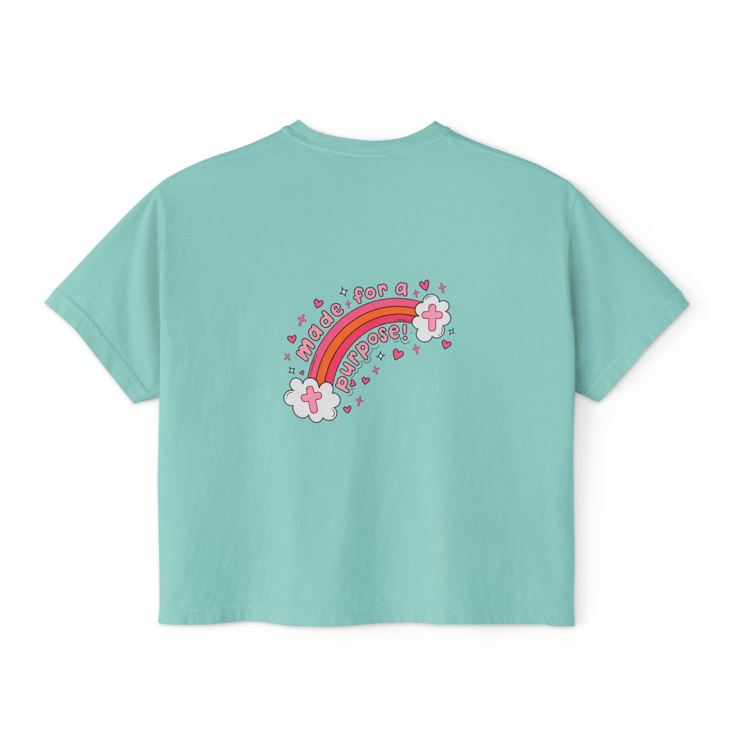 Pray Pray Pray Women's Boxy Tee — Pink Faith Floral Graphic
