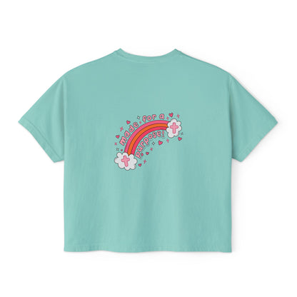 Pray Pray Pray Women's Boxy Tee — Pink Faith Floral Graphic