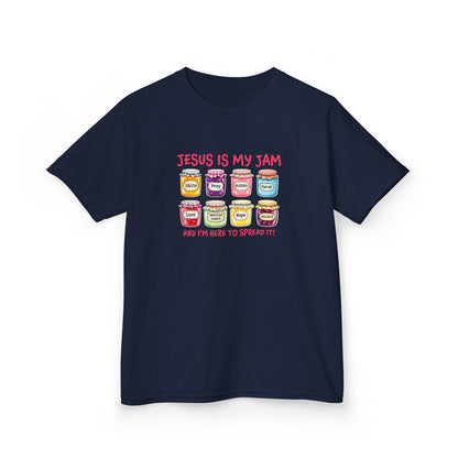 Kids T‑Shirt — "Jesus Is My Jam" Cute Jam Jar Graphic Christian Tee