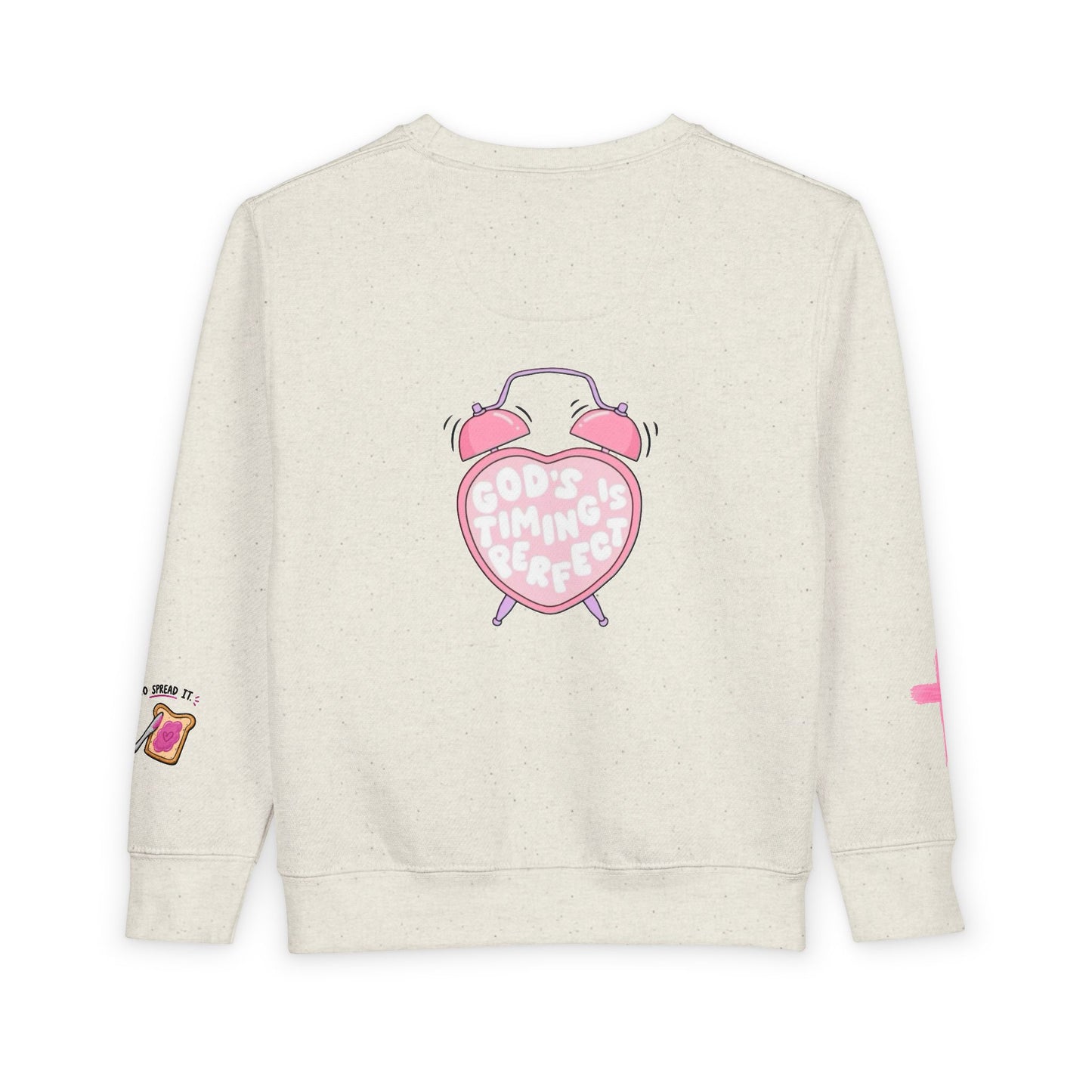 Toddler Sweatshirt — 'Made for a Purpose' Rainbow & 'God's Timing is Perfect' Pink Graphic