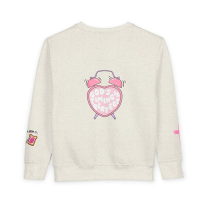 Toddler Sweatshirt — 'Made for a Purpose' Rainbow & 'God's Timing is Perfect' Pink Graphic