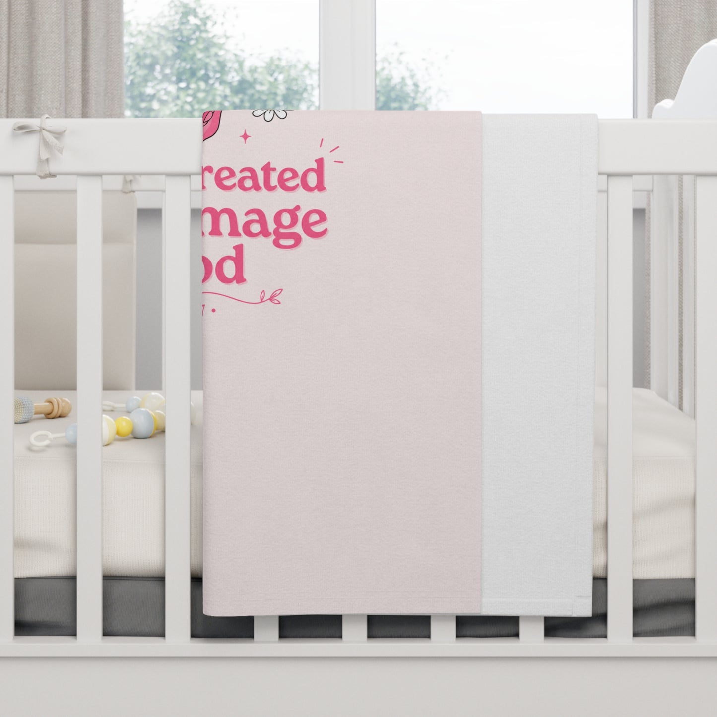 Baby Blanket — "You are created in the image of God" Pink Fleece (Genesis 1:27)