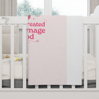 Baby Blanket — "You are created in the image of God" Pink Fleece (Genesis 1:27)