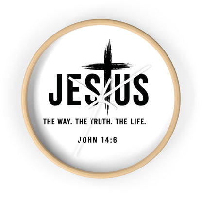 Jesus Wall Clock — "The Way. The Truth. The Life." John 14:6 Christian Decorative Clock
