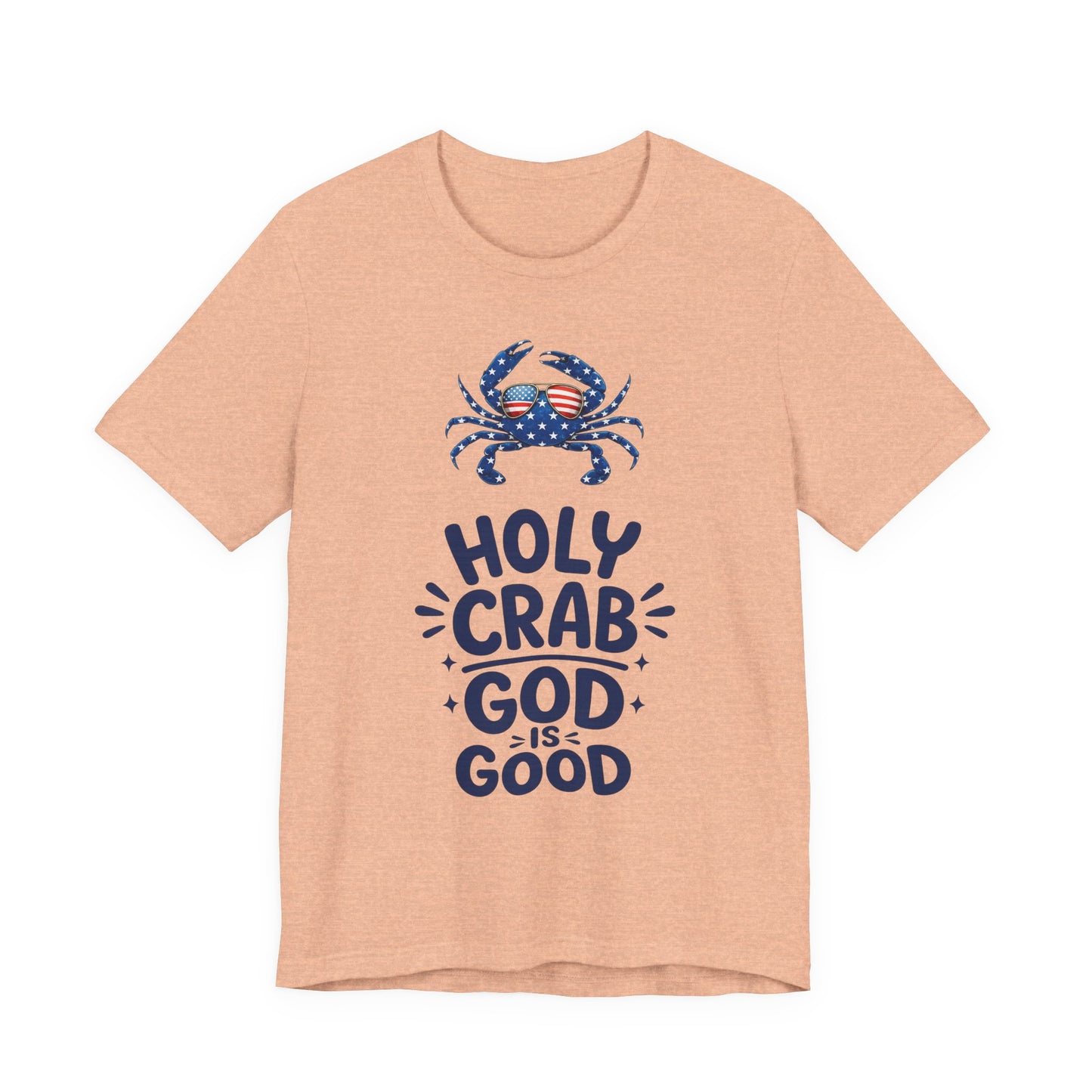 Holy Crab God Is Good T-Shirt — Patriotic Blue Crab Graphic Tee