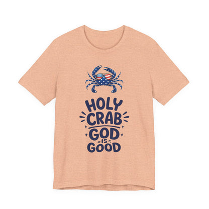 Holy Crab God Is Good T-Shirt — Patriotic Blue Crab Graphic Tee