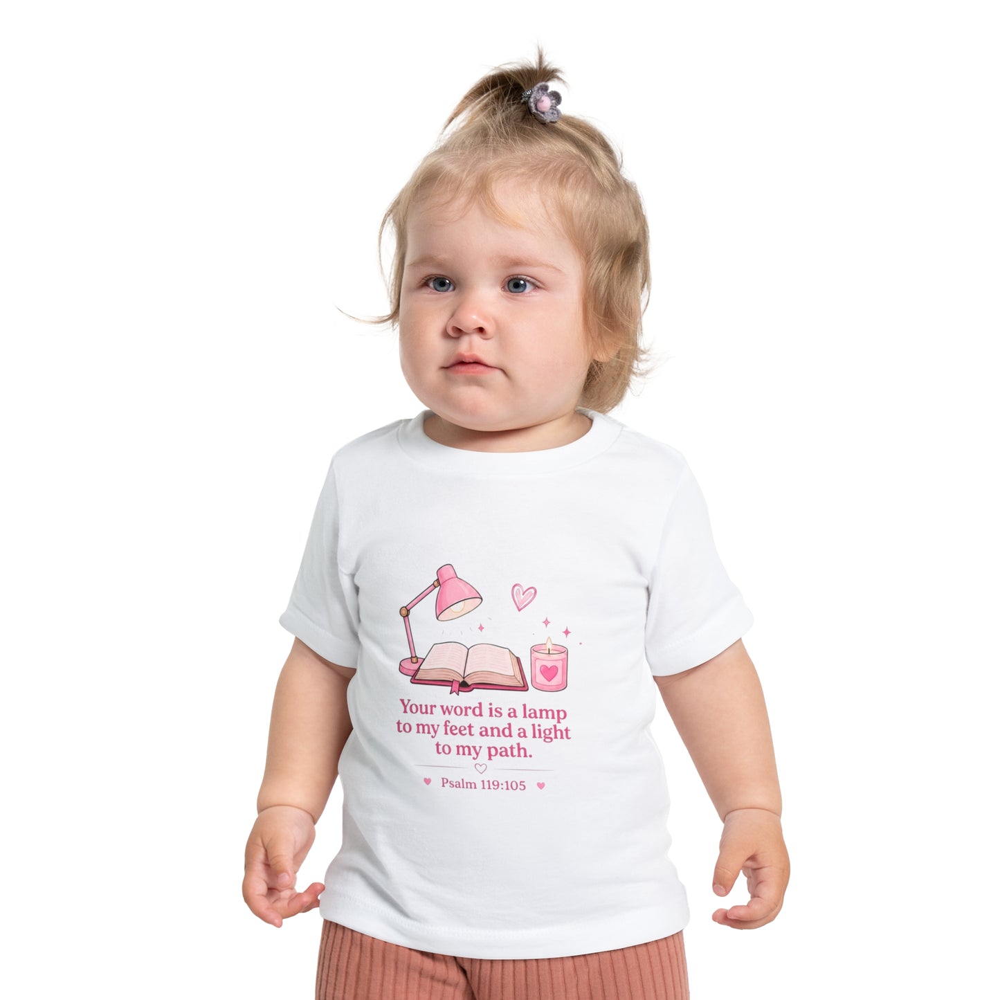 Baby T-Shirt — "Your word is a lamp" Psalm 119:105 Pink Nursery Tee