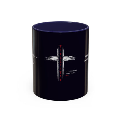 Christian faith gift  Coffee Mug — 'Tetelestai' Cross Design with Isaiah 12:2 Scripture (11/15oz Accent Mug)