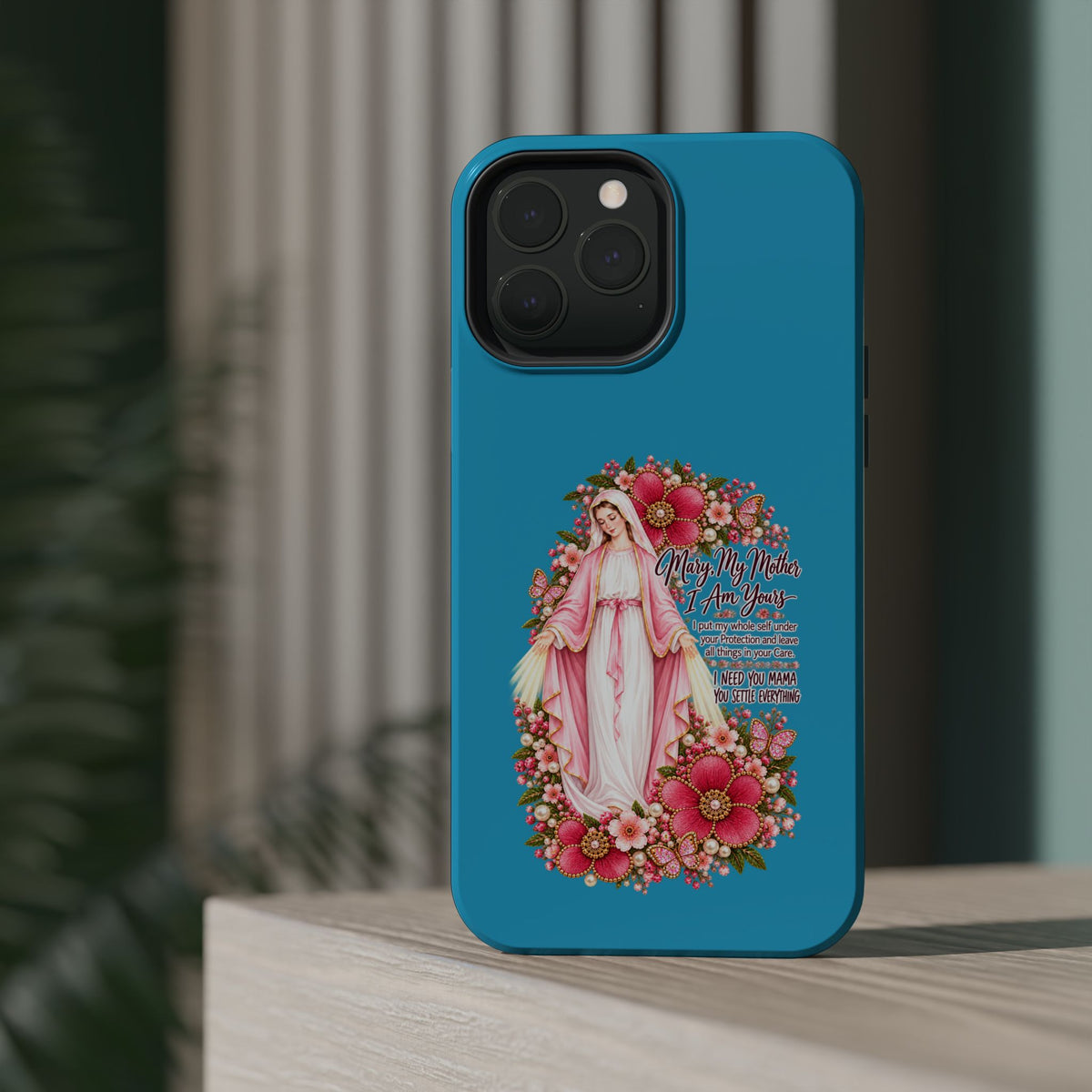 Religious Floral Phone Case — 'Blessed Virgin' Magnetic Impact-Resistant Case