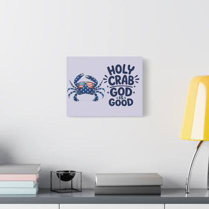 Patriotic Crab Canvas — "Holy Crab God Is Good" Wall Art