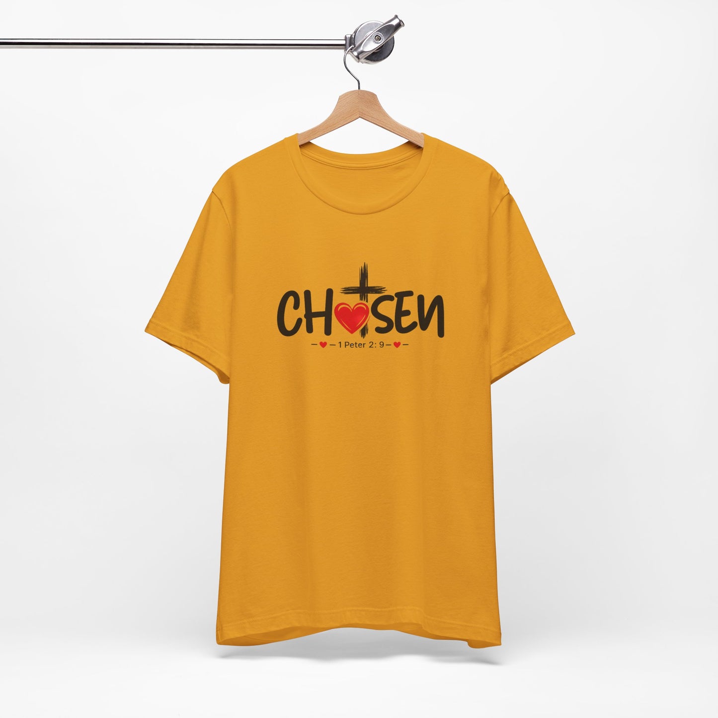 Chosen Cross Heart T-Shirt — Christian Faith Tee (1 Peter 2)