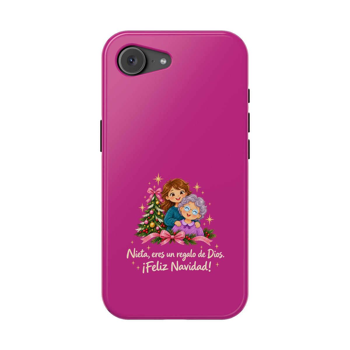 Magenta Christmas Grandma Phone Case — "Abuela, eres un regalo de Dios. ¡Feliz Navidad!" Magnetic Impact-Resistant