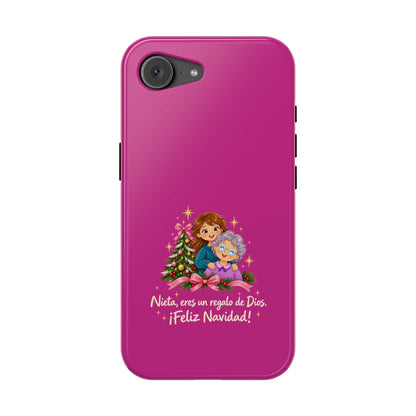 Magenta Christmas Grandma Phone Case — "Abuela, eres un regalo de Dios. ¡Feliz Navidad!" Magnetic Impact-Resistant