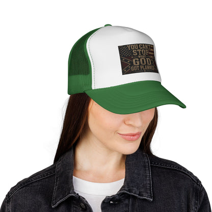 Trucker Hat - "You Can't Stop What God Got Planned" Patriotic Faith Cap