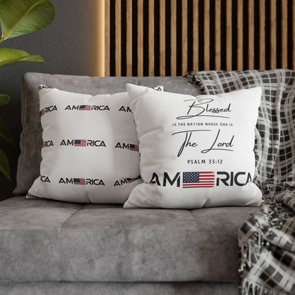 Blessed Is The Nation Pillow — America Psalm 33:12 Patriotic Decorative Pillowcase