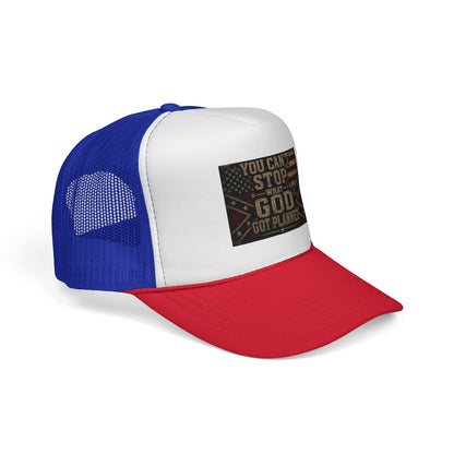 Trucker Hat - "You Can't Stop What God Got Planned" Patriotic Faith Cap