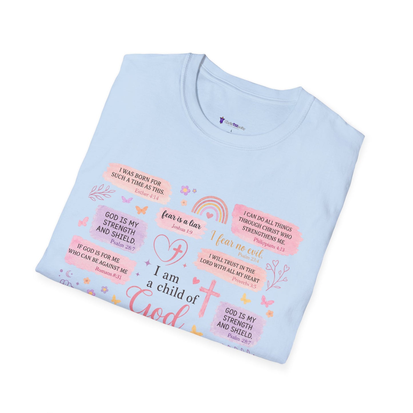 Christian Inspirational T-Shirt — “I am a child of God” Pink Scripture Tee
