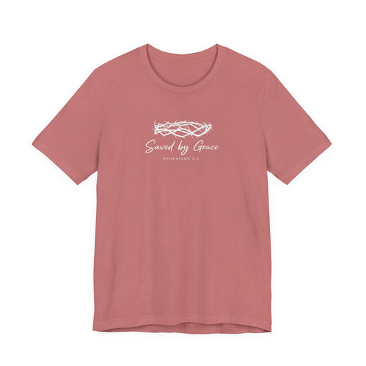 Faith Over Fear T-Shirt — "Saved by Grace" Christian Tee (Heart & Crown)