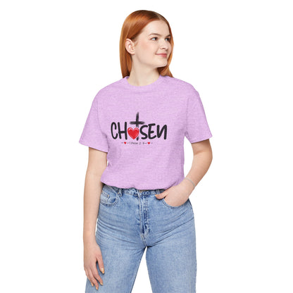 Chosen Cross Heart T-Shirt — Christian Faith Tee (1 Peter 2)
