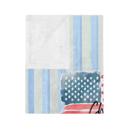 Child of God American Flag Velveteen Microfiber Blanket