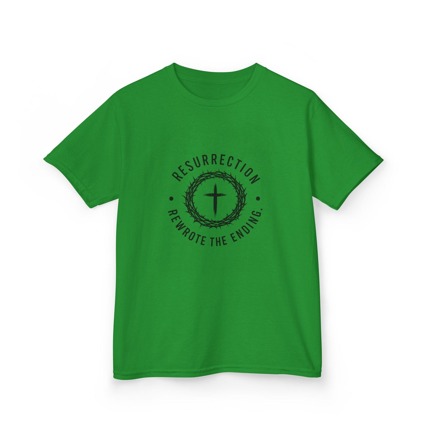 UNISEX KIDS Tee — 'Resurrection: He Wrote the Ending' Cross Graphic