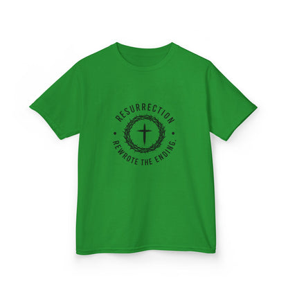 UNISEX KIDS Tee — 'Resurrection: He Wrote the Ending' Cross Graphic
