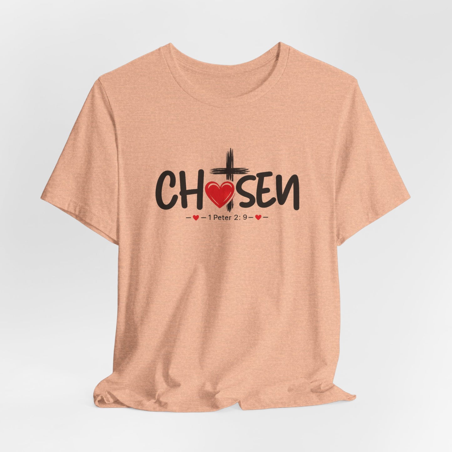 Chosen Cross Heart T-Shirt — Christian Faith Tee (1 Peter 2)