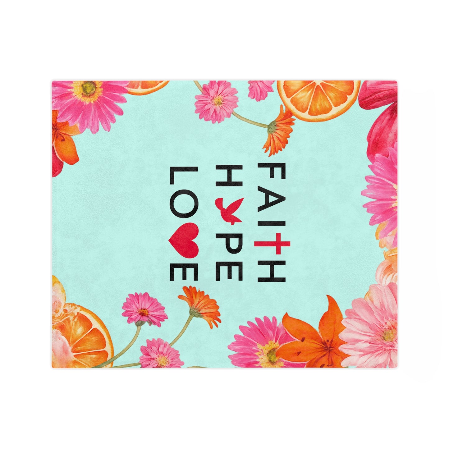 Faith Hope Love Floral Microfiber Blanket