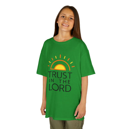 UNISEX Kids T-Shirt — "Trust in the Lord" Sun Graphic Christian Tee