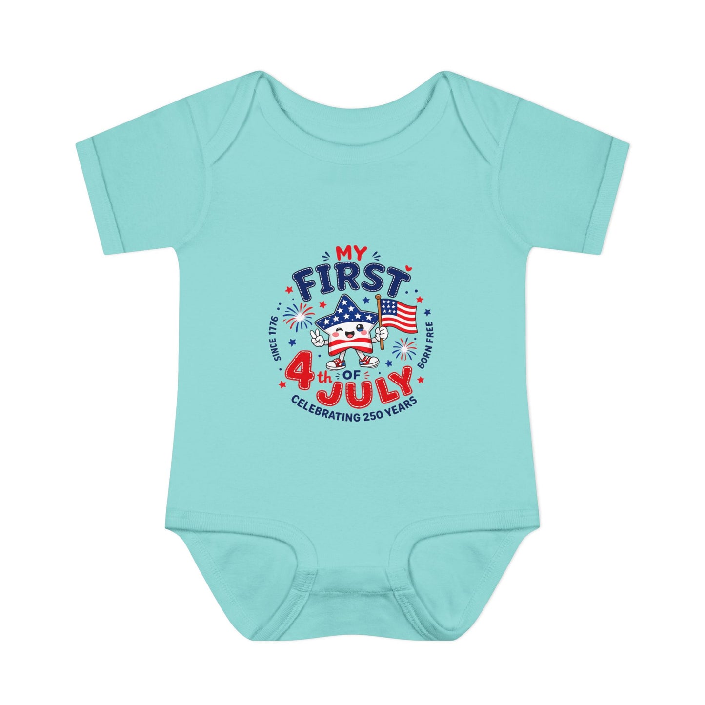 Baby Bodysuit – "My First 4th of July" Patriotic Infant Onesie