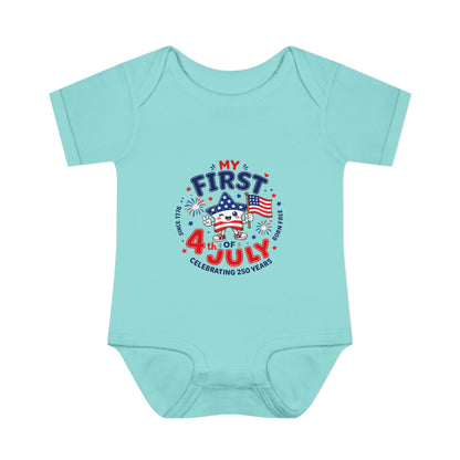 Baby Bodysuit – "My First 4th of July" Patriotic Infant Onesie