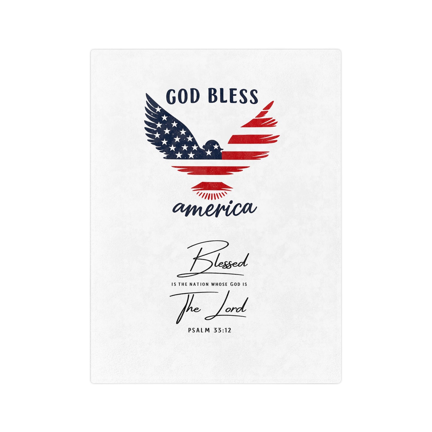 God Bless America Velveteen Blanket – Patriotic Eagle with Psalm 33:12