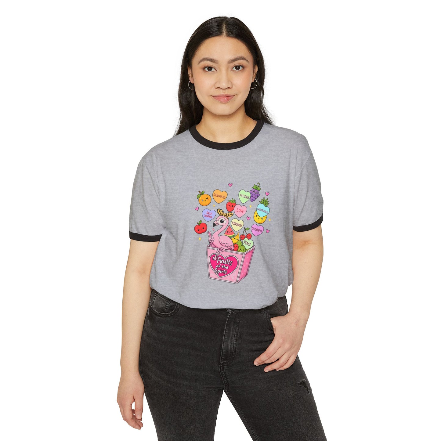 Fruits of the Spirit Ringer Tee — Cute Fruit & Candy Box Graphic