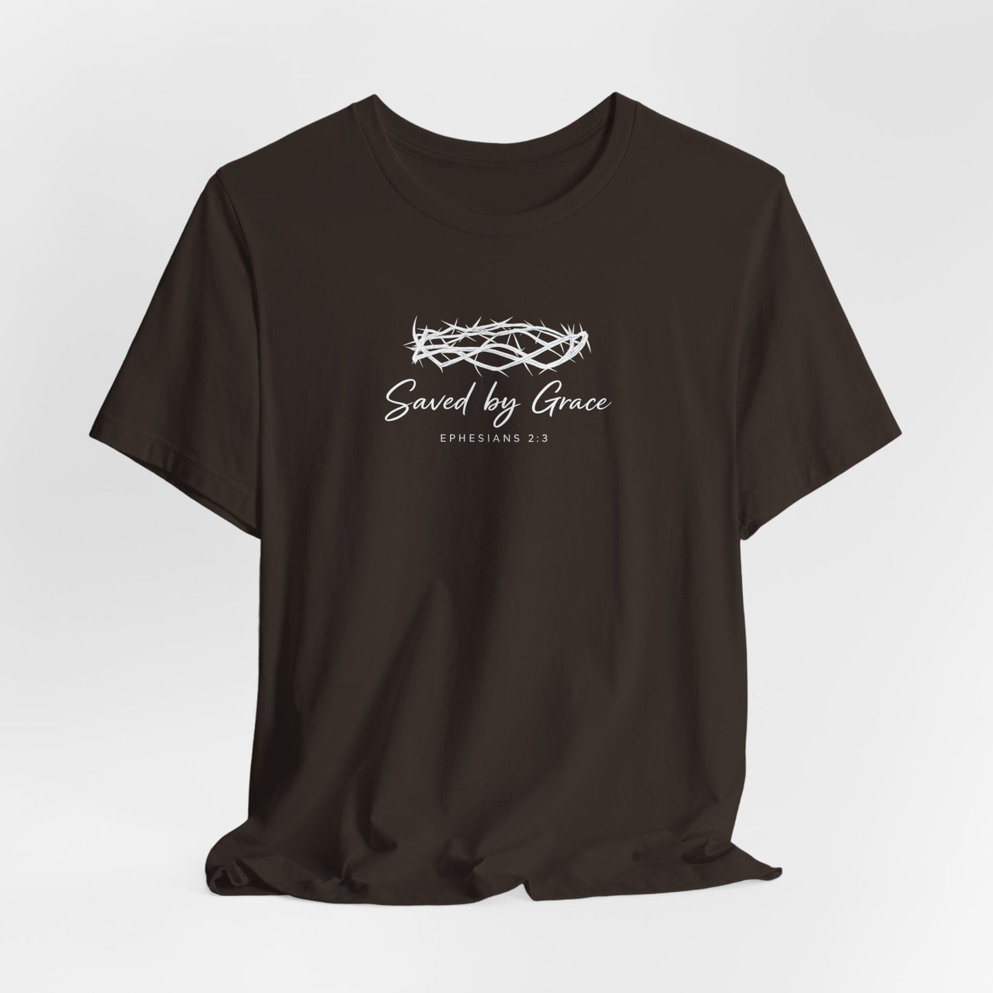 Faith Over Fear T-Shirt — "Saved by Grace" Christian Tee (Heart & Crown)