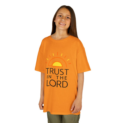 UNISEX Kids T-Shirt — "Trust in the Lord" Sun Graphic Christian Tee