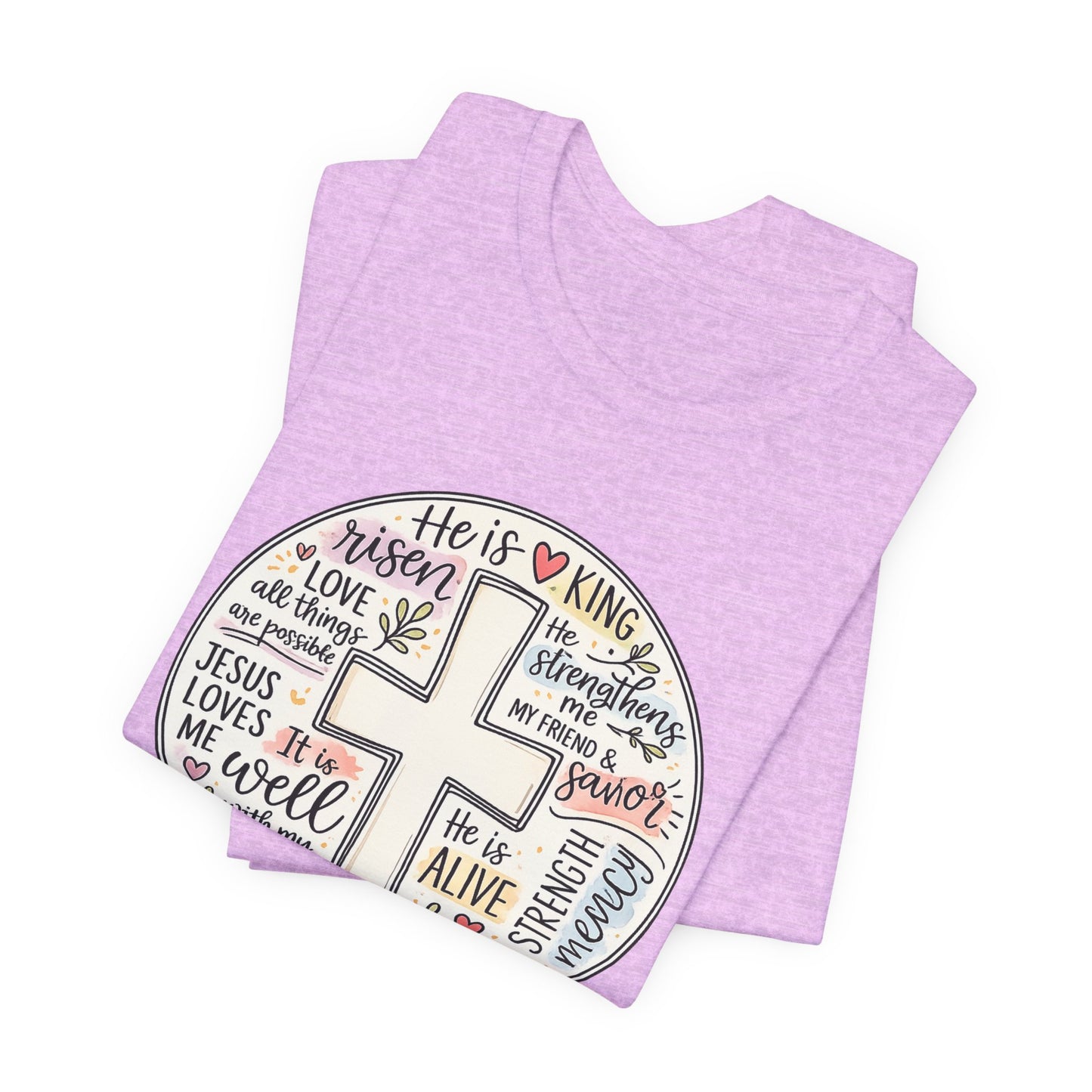 Christian Cross Faith T-Shirt — He Is Risen Inspirational Graphic Tee
