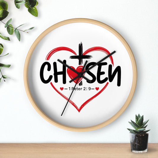 Chosen Heart Wall Clock — Christian Scripture 1 Peter 2:9 Decorative Clock