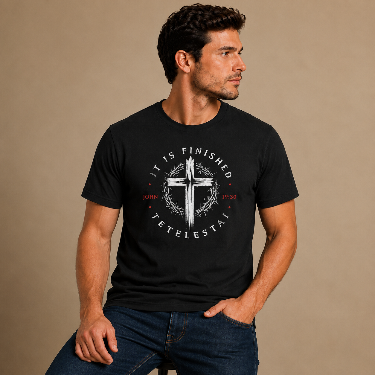 Faith Cross T‑Shirt – "It Is Finished" Christian Tee