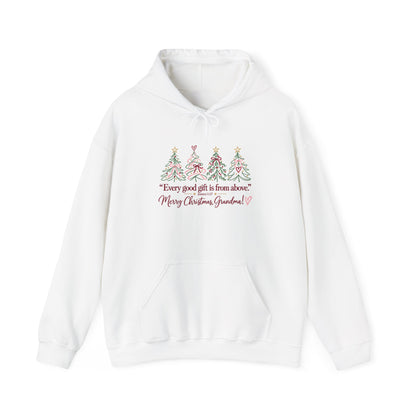 Christmas Grandma Hoodie — "Every good gift is from above" Holiday Sweatshirt